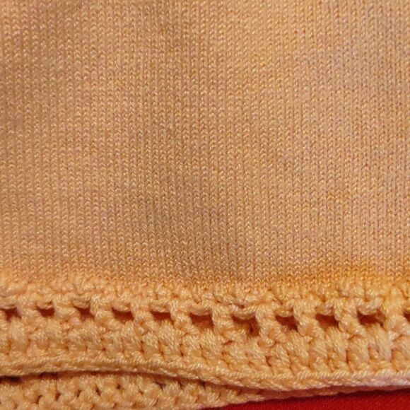 Style & Co Women's size S‎ pastel peach top crochet sleeves studded neckline - Picture 6 of 8